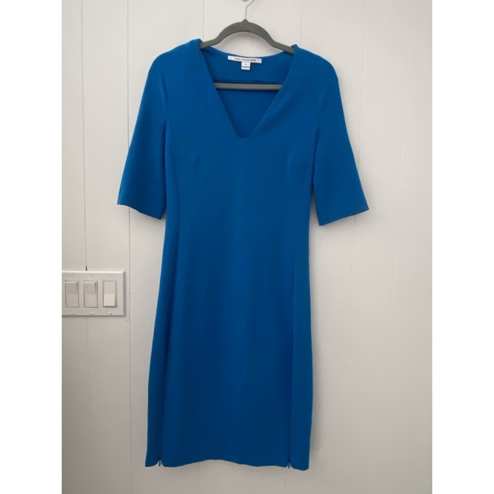 Diane von Furstenberg Blue Takara Ponte Sheath‎ Dress Size 10 Authentic